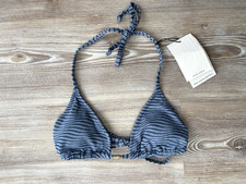 John Lewis Bikini Top Jacquard Wave String Country Blue UK 10 - BNWT £19