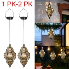 Solar Lantern Outdoor Waterproof Hanging Garden Decor Metal LED Decorative Lamp