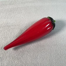 Hand Blown Art Glass Chili Pepper Figurine Paperweight 7" Decorative Collectible