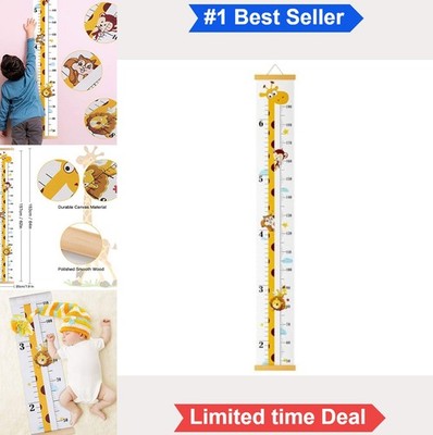 Kids Canvas Height Ruler Growth Chart Wall Decor Removable Waterproof Wood