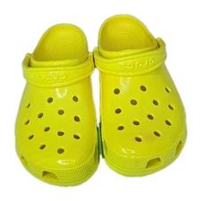 Crocs Classic Clog NWT Neon Highlighter Yellow Shiny KIDS TODDLER SIZES