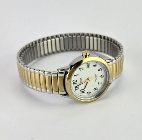 Timex Vintage Easy Reader Indiglo Date Watch with 2 Tone Stretch Band