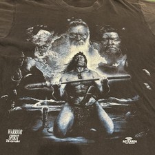 Vintage 90s Warrior Spirit Black AOP Graphic T-Shirt Size Mens XL Indigenous Art