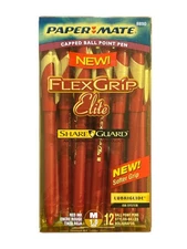 Paper Mate Capped Ballpoint Pen new Flexgrip Elite With Share Guard - Red