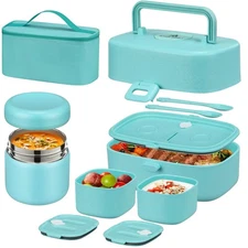 Bento Lunch Box with 8oz Soup Thermo, Kids Sustainable Bento Box Leakproof Lu...