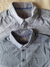 Bundle of 2 x M&S Men's short sleeve shirts XL Blue stripe Great condition