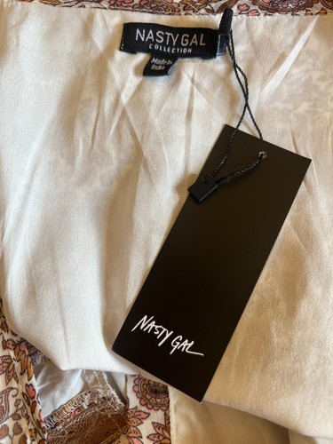Nasty Gal Womens Paisley Plunge Midaxi Smock Dress UK 6 Runs Large NWT RRP £55 - Picture 10 of 10