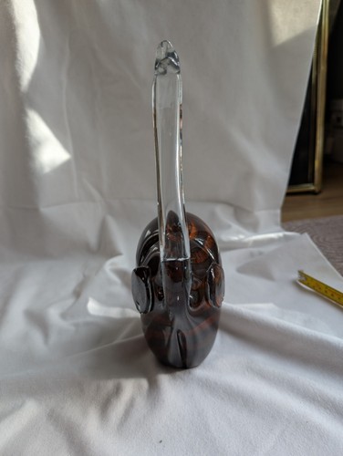 Modernist Murano Glass Elephant Figure 11 inch Brown swirls Thick Heavy - Picture 3 of 8