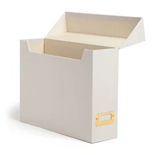 U Brands Flip Top File Storage Box, 9.4x3.7x13", Beige