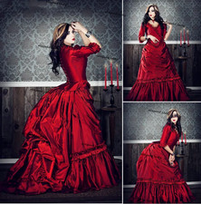 Victorian Gothic bustle Wedding Dresses Red Vampire Mina Harker Civil War