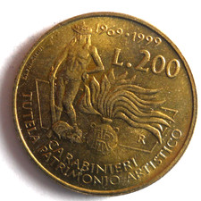 1999 ITALY 200 LIRE - Excellent Coin - FREE SHIP - Bin #410