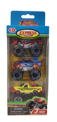 Suntoys Monster Truck Express Wheels 3 Pack of Diecast Toy Trucks,New in Package
