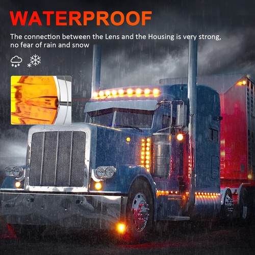 11X Amber 10.25" 17Diodes Led Torpedo Big Rig Cab Marker Roof Clearance Light - Picture 3 of 9