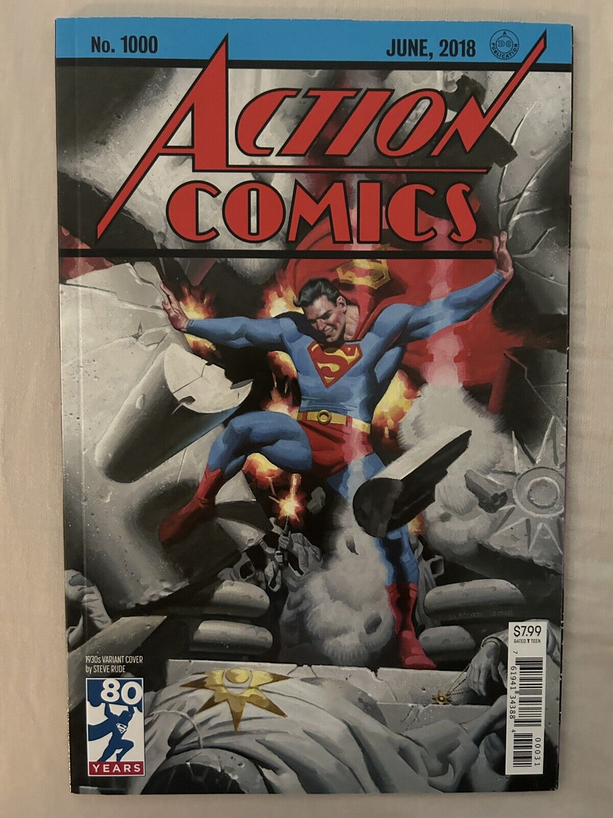 SUPERMAN ACTION COMICS #1000 STEVE RUDE 1930's VARIANT DC 2018 NM🔥