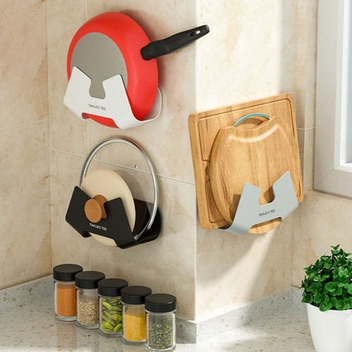 Wall Mounted Pot Lid Holder PP Cutting Board Holder Pan Cover Stand Kitchen
