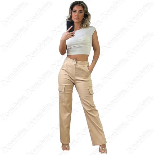 PANTALONES VAQUEROS DE MUJER PIERNA RECTA CARGO ELÁSTICOS CON LLAMARADAS DE COMBATE PANTALONES DE JEAN - Imagen 6 de 23