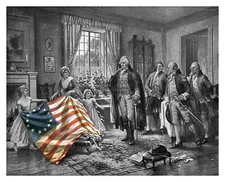 PRESIDENT GEORGE WASHINGTON AND BETSY ROSS AMERICAN FLAG PATRIOTIC 8X10 PHOTO