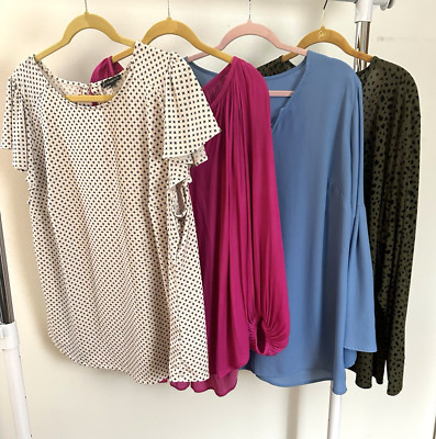 Colorful Lot of 4 Size 2X 18/20 Plus Blouses Career Work Wear Tops