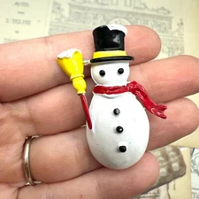 Vintage Gerry’s Snowman Enamel Brooch Pin Winter Christmas