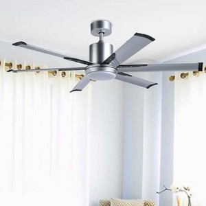 52 Industrial Ceiling Fan With 6 Aluminum Fan Blades White Glass