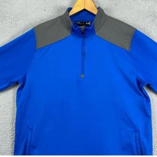 Under Armour Pullover Sweatshirt Adult Large Blue Grey Quarter Zip Athletic Mens