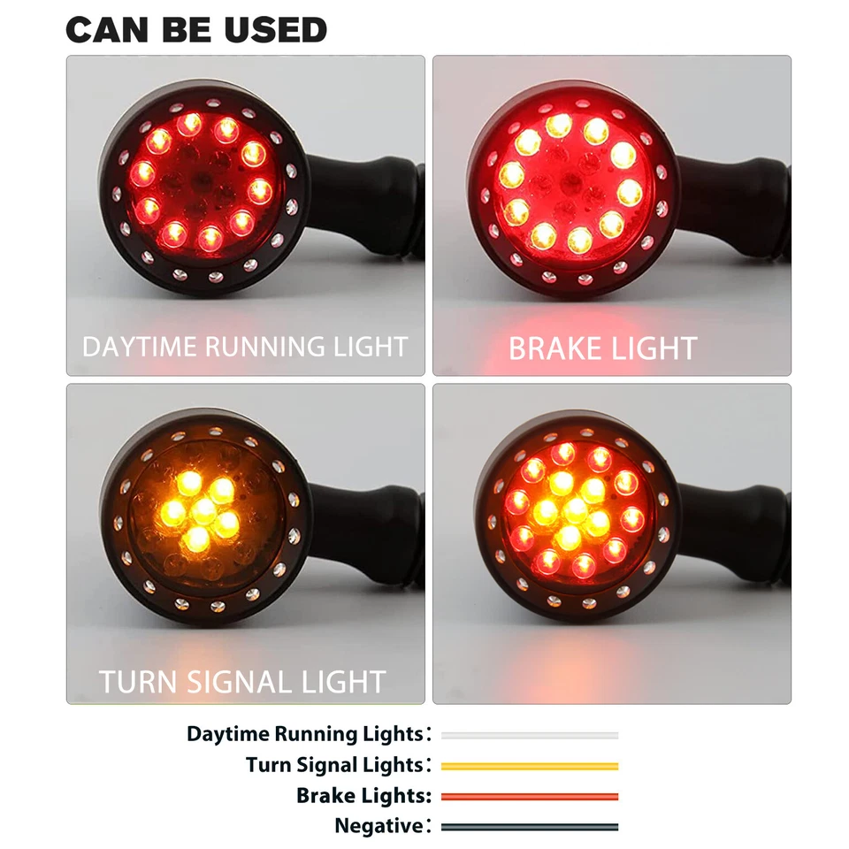 2PCS Motorcycle LED Turn Signal Light Small For Harley Sportster Iron 1200 883 - Image 4 of 4