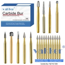 10PC Dental Carbide Burs FG Gold Trimming & Finishing for High Speed Handpiece