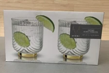 Set of 2 Viski Gatsby Old Fashioned Lowball Glass Tumblers 12oz