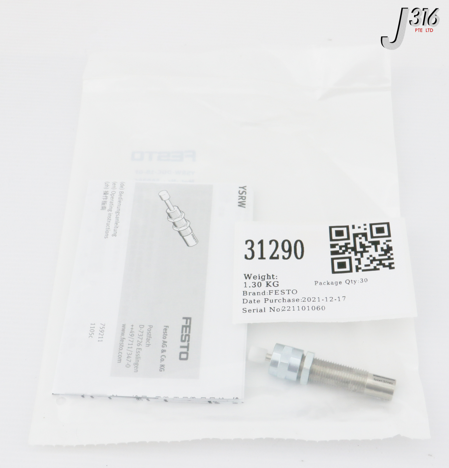 31290 FESTO SHOCK ABSORBER, 540346 (NEW) YSRW-DGC-18-GF