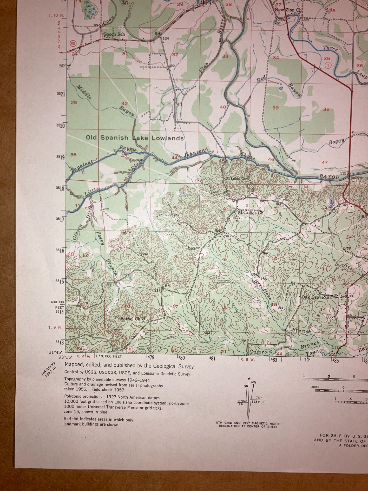 Campti LA Natchitoches USGS Topographical Geological Survey Quadrangle