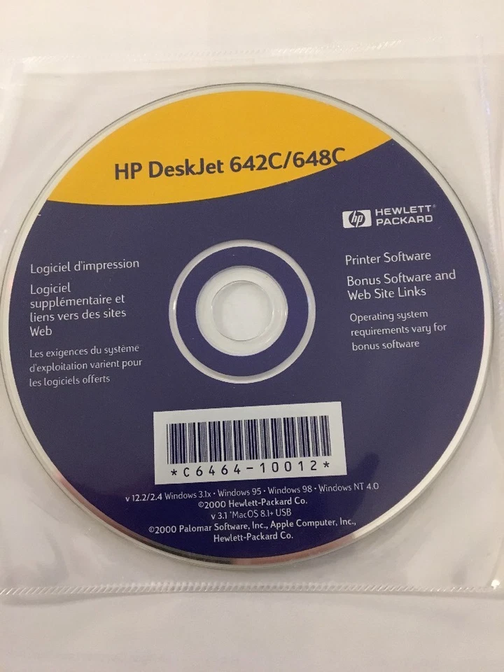 HP Deskjet 642C/648C WINDOWS 3.1x,95,98,NT 4.0,v 3.1 Mac OS 8.1&USB CD COMP SOFT - Image 4 of 4