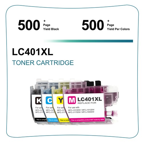 LC401XL Black Color Ink compatible for Brother MFC-J1010DW MFC-J1012DW J1170DW - 第 2/8 張圖片