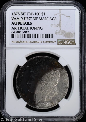 1878-P $1 Morgan Silver Dollar NGC AU Details | 8TF Top 100 VAM-9 First Die Marr