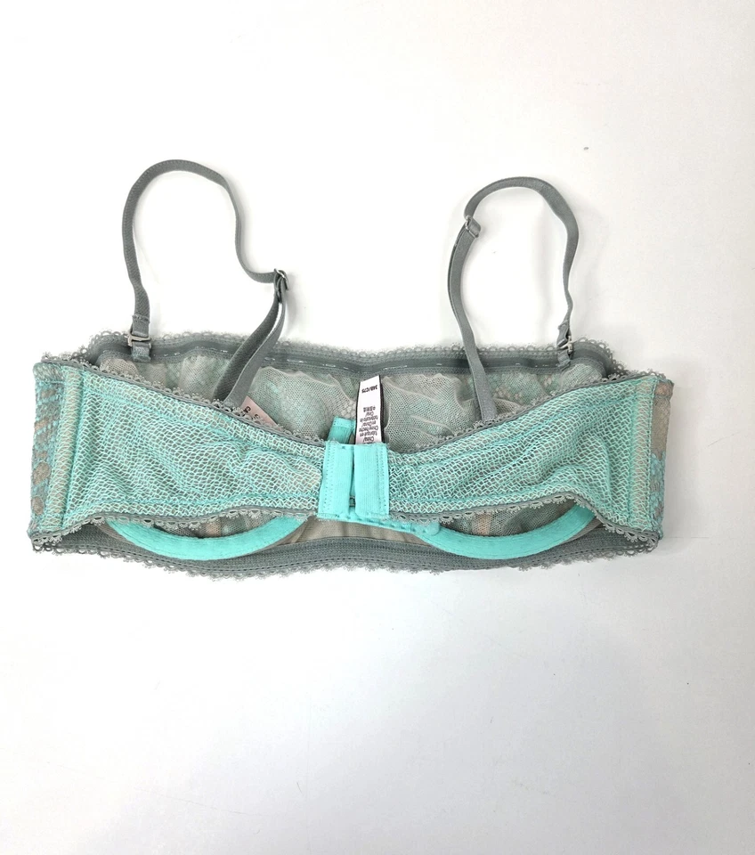 Victorias Secret Sheer Lace Mesh Bralette Bra Green New Underwire 34B multi wear - Image 2 of 4