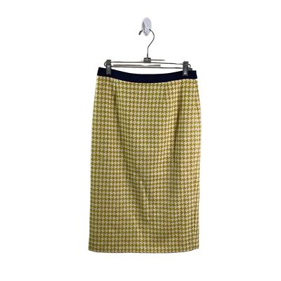 Boden British Women's Tweed Yellow Houndstooth Pencil Skirt 100