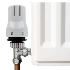 Thermostatic Radiator Rad Valve TRV Angled 15mm Bi-Directional Chrome Primaflow