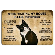 Vintage Tuxedo Cat Decor 8x12 Inch Please Remember My House Cat Lovers Sign