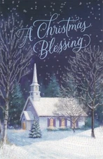 Christmas Card - A CHRISTMAS BLESSING Religious Glitter American Greetings