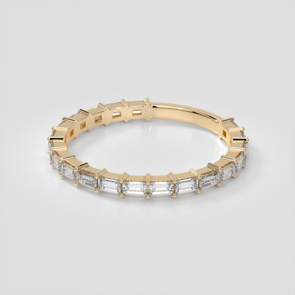 3/4 CTW Lab Grown Diamond Baguette Embrace Band Shared Prong Setting 14K Gold