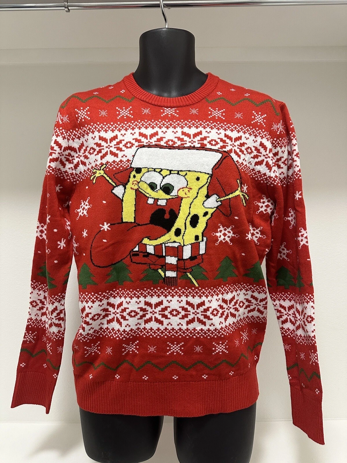 NWT SpongeBob Red Ugly Christmas Sweater Men’s Size Small
