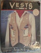 DIMENSIONS CHEERFUL SNOWMAN CHRISTMAS VEST KIT FELT APPLIQUE IRON ON EMBROIDERY
