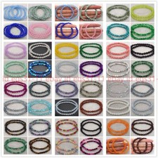 Natural Stunning 2Pcs 6mm Multicolor Gemstone round Beads Bracelet 7.5''