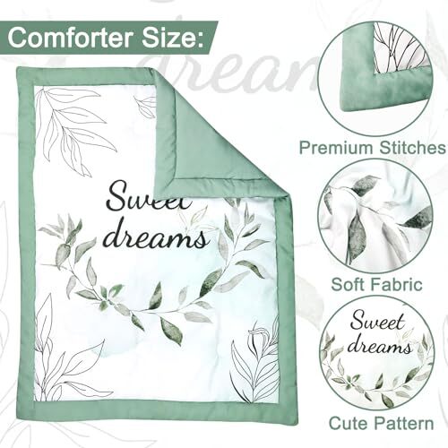 Green Leaf 4-Piece Crib Bedding Set, Baby Boy Bedding Crib Set, Neutral - Picture 4 of 7