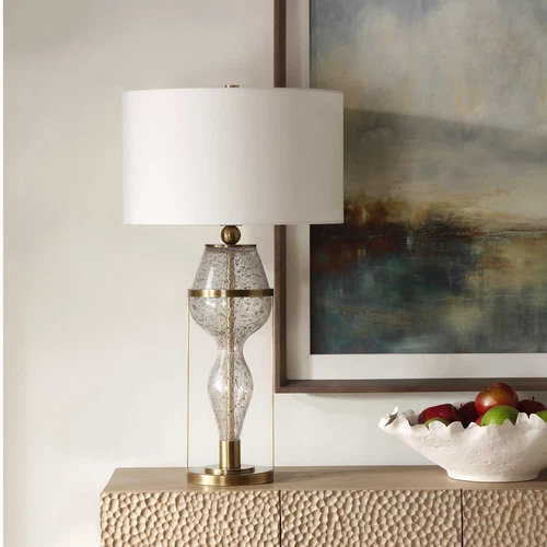 PAIR OF OUT OF TIME 30" SEEDED HOURGLASS INSPIRED TABLE LAMPS 30405 - Picture 3 of 6