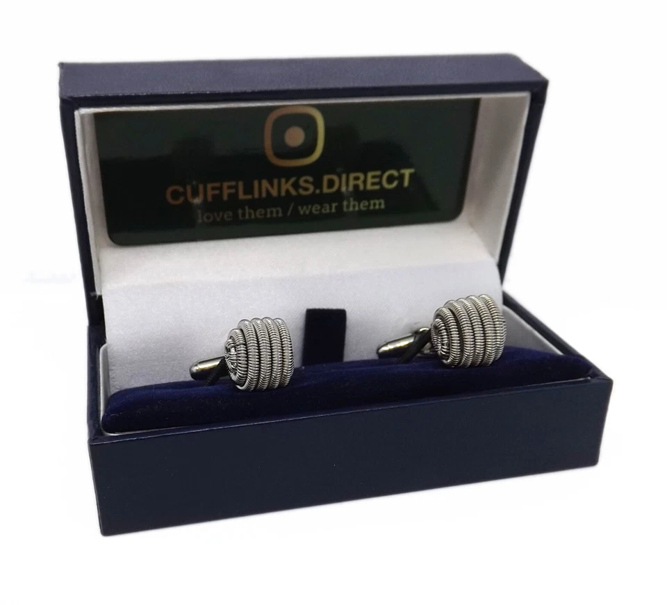 Argento Spirale Molla Nodo da Uomo Matrimonio Regalo Gemelli Da Gemelli Diretta - Immagine 2 di 4