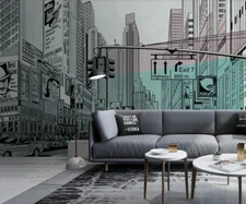 3D Sketch City Building Wallpaper Wall Mural Removable Self-adhesive 1023