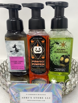 3 Bath Body Works Gentle Foaming Hand SOAP Candy Corn, Happy Hunting & Pumpkin