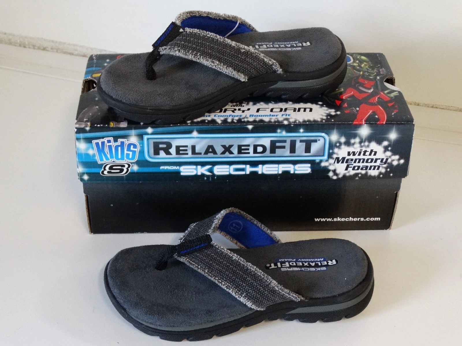 Sandales Skechers Boy's Taille 11 Supreme Dunes Noir Mousse Mémoire Détente