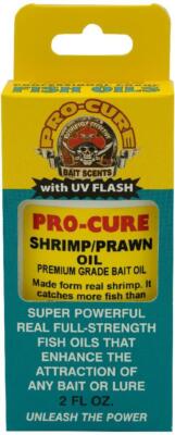 Pro-Cure Shrimp/Prawn Bait Oil 2 oz Bottle Fishing Scent w/UV Flash