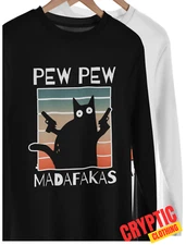 Pew Pew Madafakas T SHIRT S-3XL Funny Cat With Guns Graphic Kitten Joke GIFT TEE